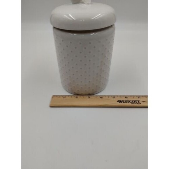 Better Homes & Gardens Earthenware Embossed Swiss Dot Cookie Jar Canister 7" - Picture 9 of 9